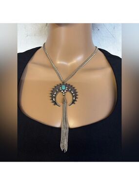 FREEDOM Navajo crescent turquoise tassel necklace
